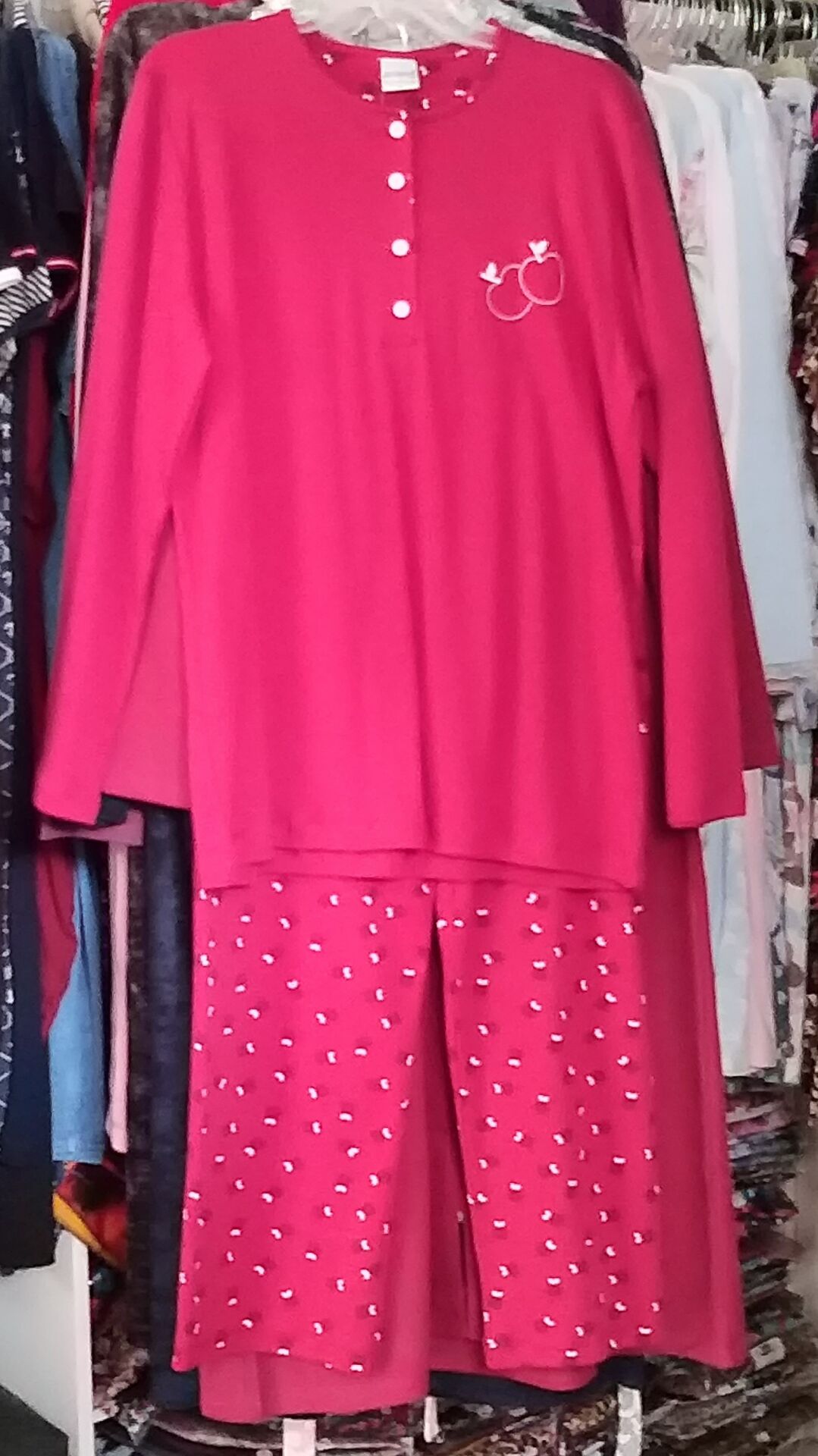 Nena BETH pamuklu uzun kol elma motifli pijama