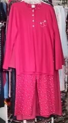 Nena BETH pamuklu uzun kol elma motifli pijama