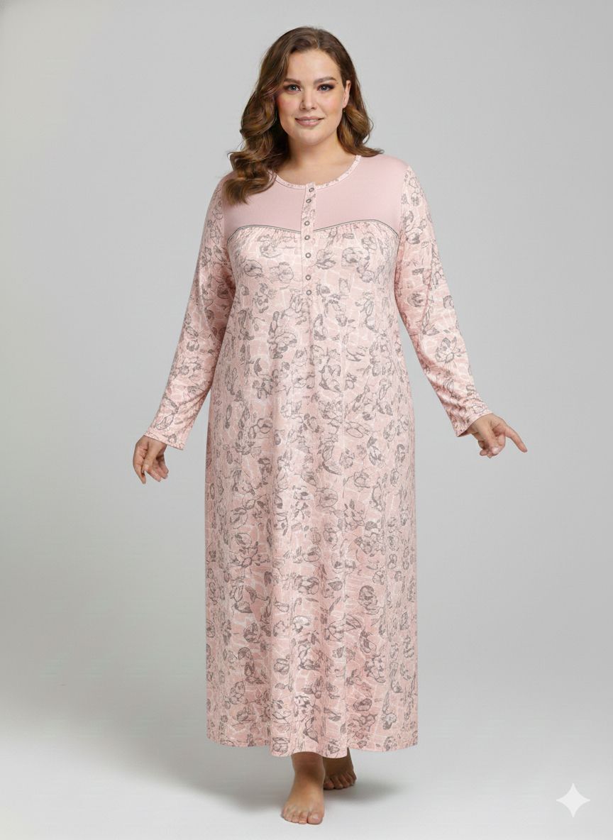 Nena Battal Büyük Beden Robalı Kalın Gecelik