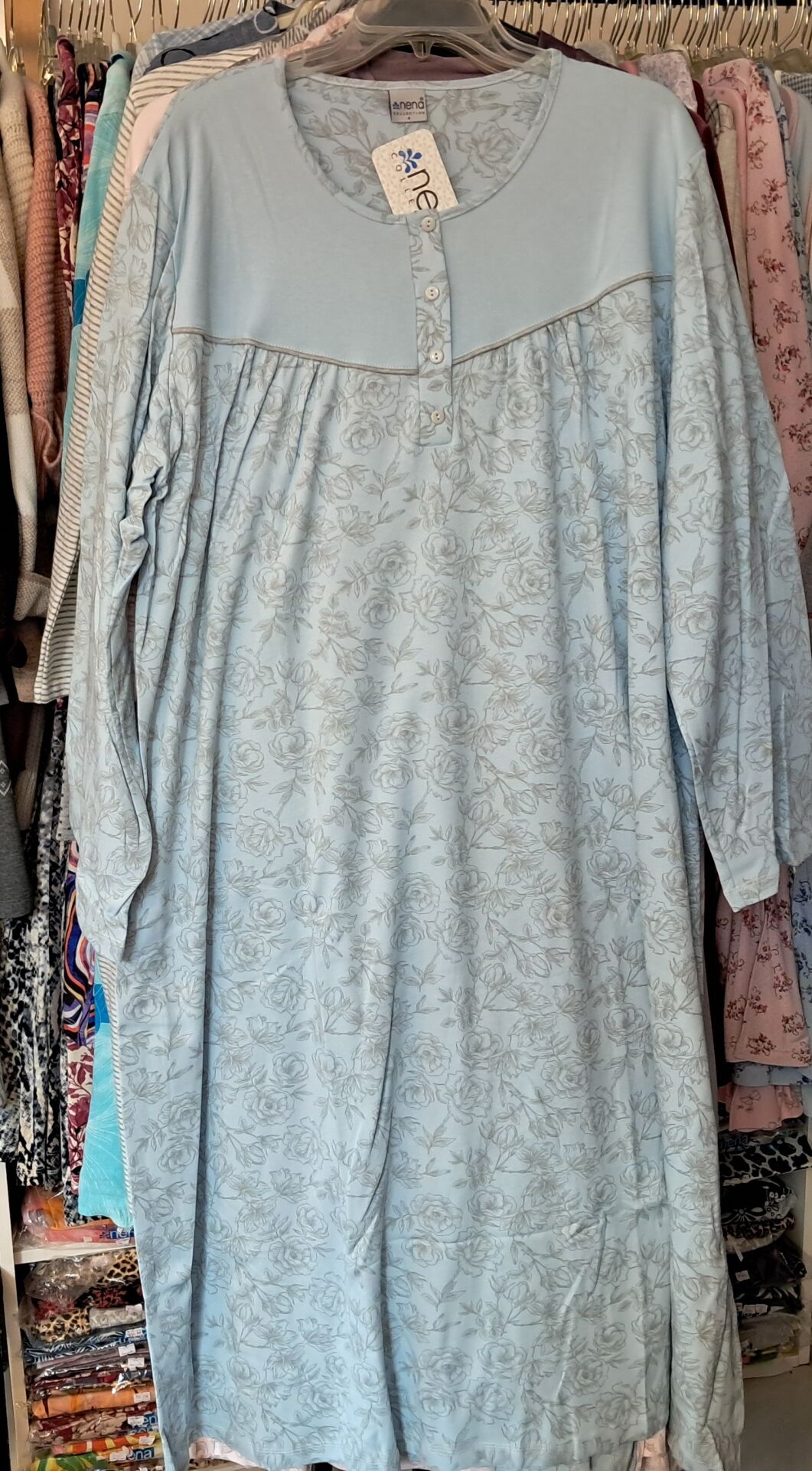 Nena Pamuklu Uzun Kol Gecelik