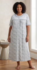 Nena Battal Büyük Beden Yarım Kol Pamuklu Gecelik