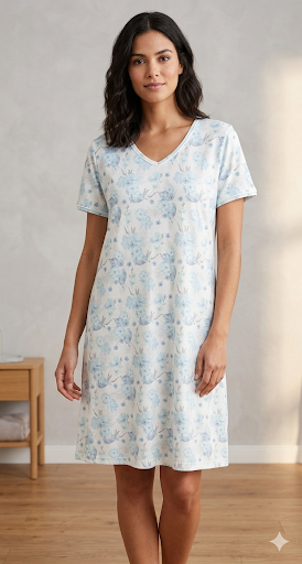 Nena Pamuklu Yarım Kol Gecelik