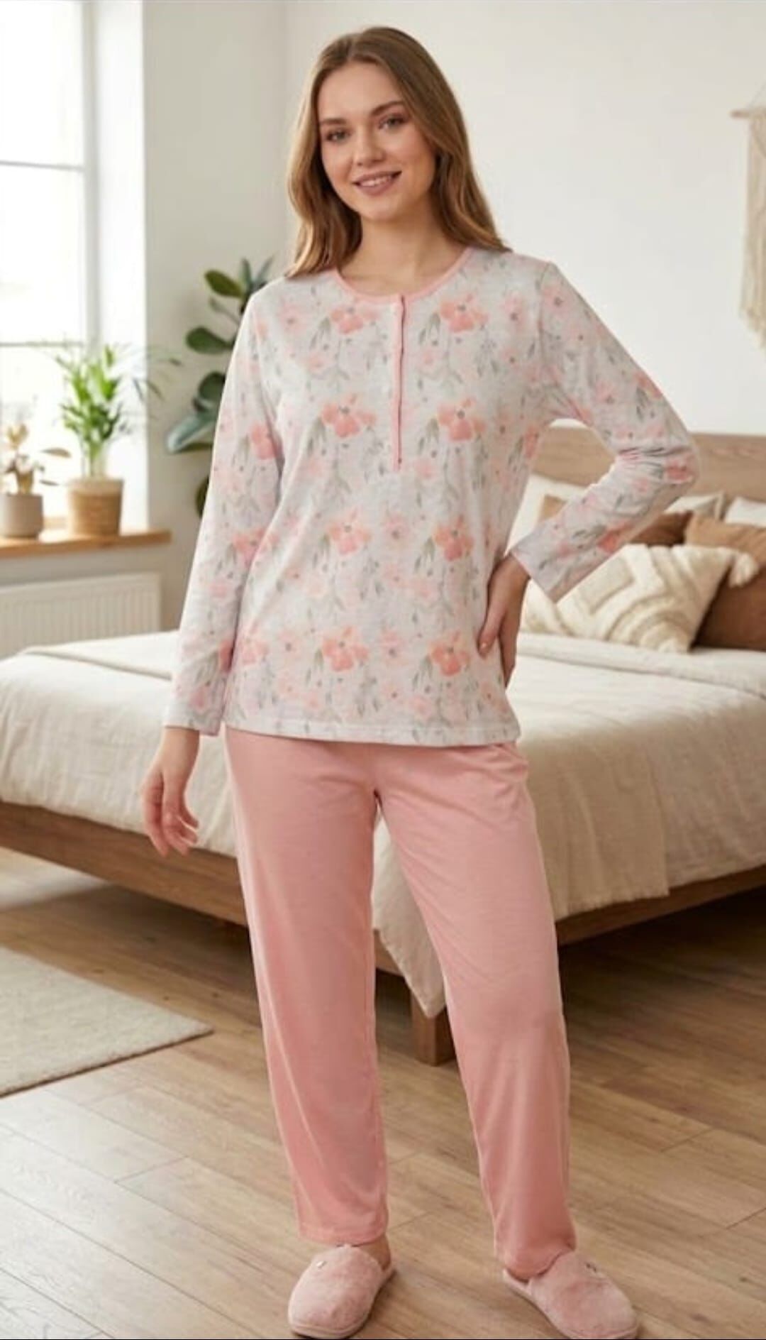 Nena % 100 Pamuklu V Yaka Pijama