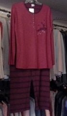 Nena NP334 %100 Pamuklu Yumuşak Dokuiu Kalın Kumaş Ev Elbisesi Pijama