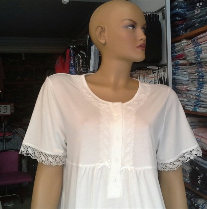 NENA G266 %100 Pamuklu Dantel Gecelik